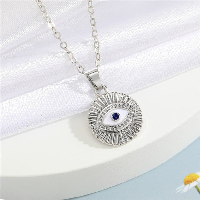 Crystal Turkish Evil Eye Necklace * - MoonlightMysticVibes.com