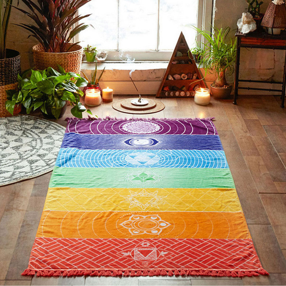 Mandala Rainbow 7 Chakra Tapestry - MoonlightMysticVibes.com