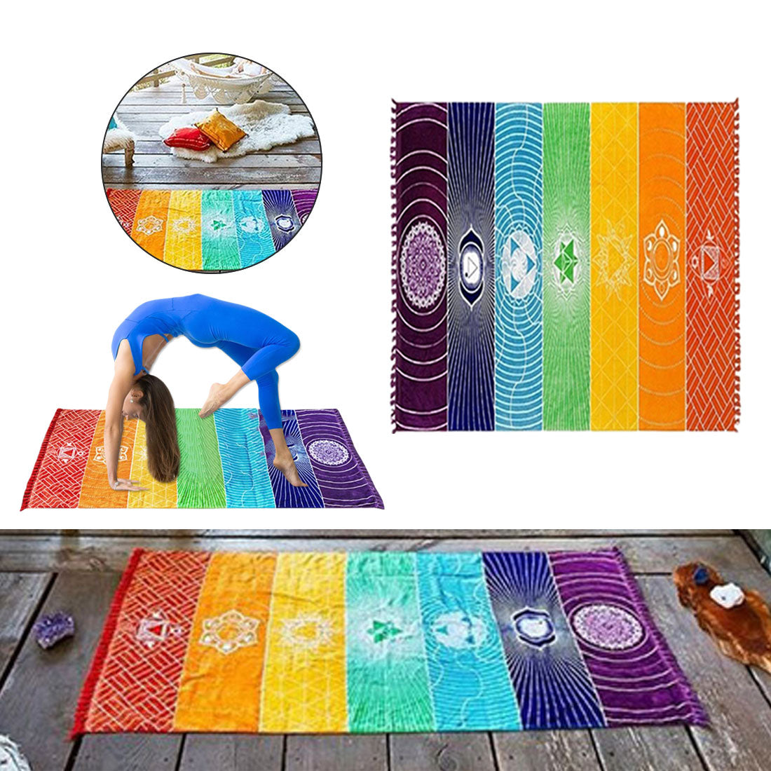 Mandala Rainbow 7 Chakra Tapestry - MoonlightMysticVibes.com