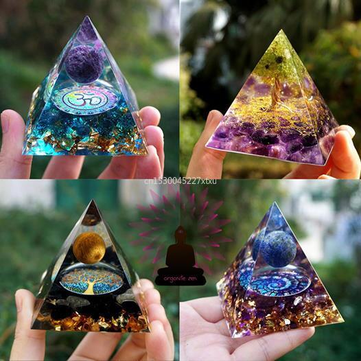 Tree of Life Orgonite Pyramid Mold Amethyst Peridot Healing Crystal - MoonlightMysticVibes.com